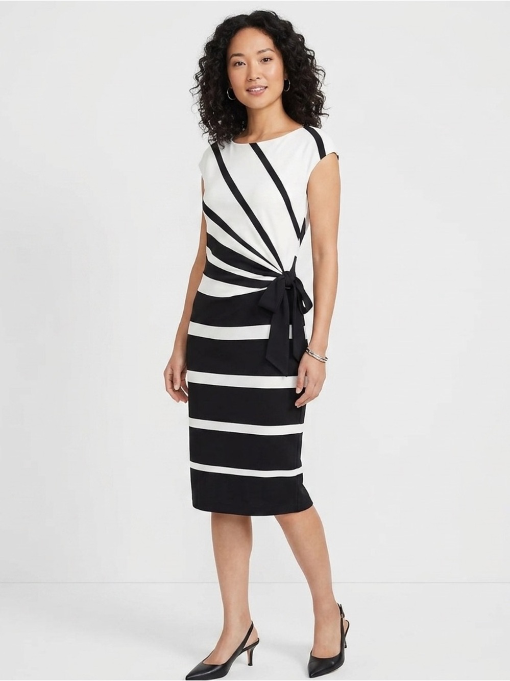 🌸Ralph Lauren Black and White Striped Dress 10p